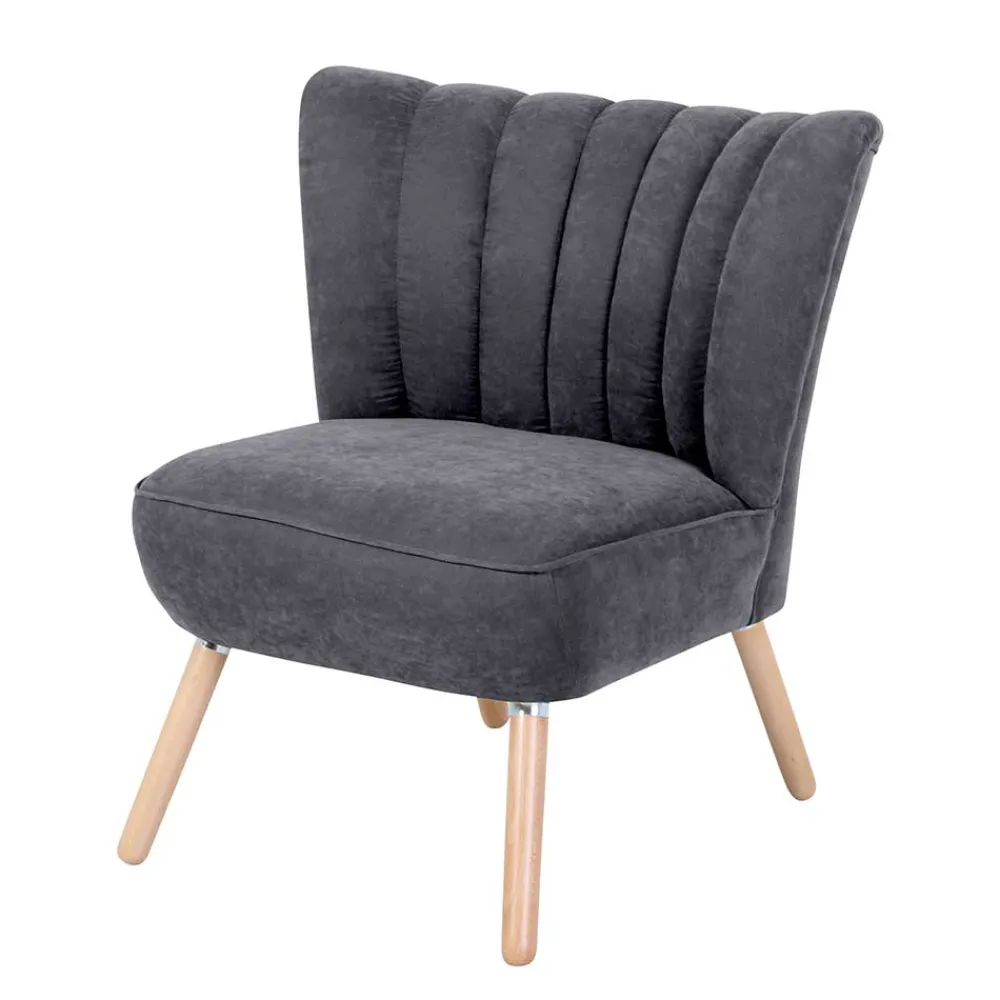 Wohnen Sessel<Retro Style Sessel in Anthrazit Velours - Valentino