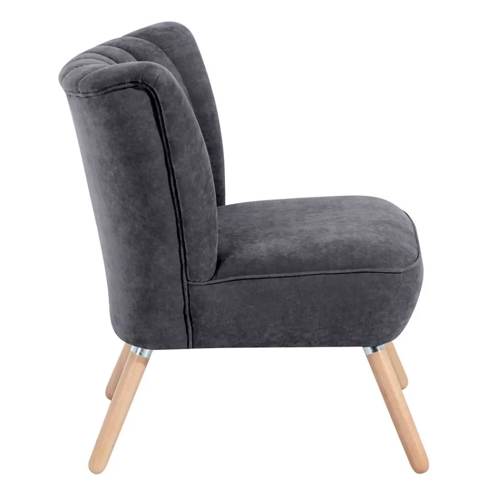 Wohnen Sessel<Retro Style Sessel in Anthrazit Velours - Valentino