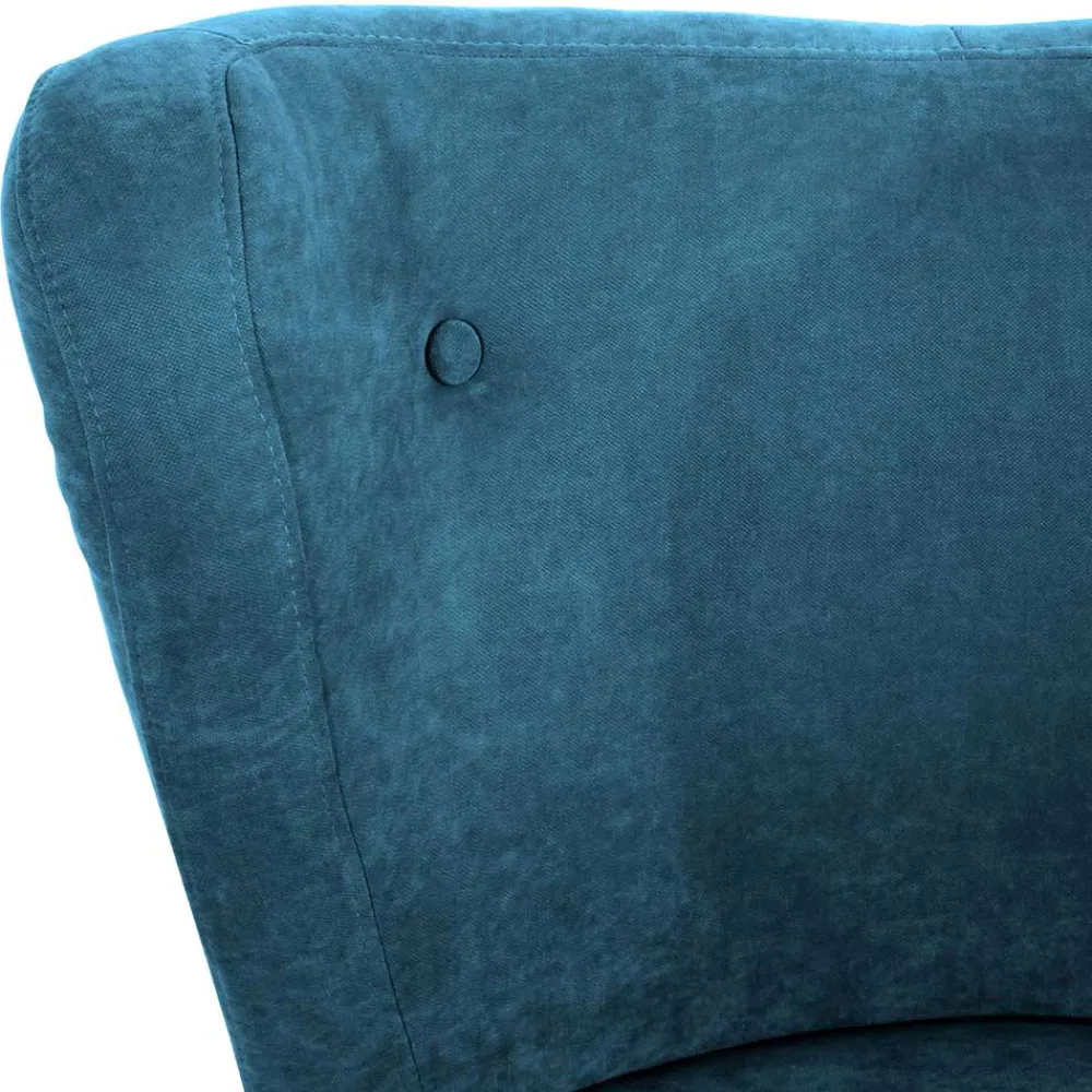Wohnen Sessel<Retro Style Wohnzimmersessel in Petrol Velours - Etura