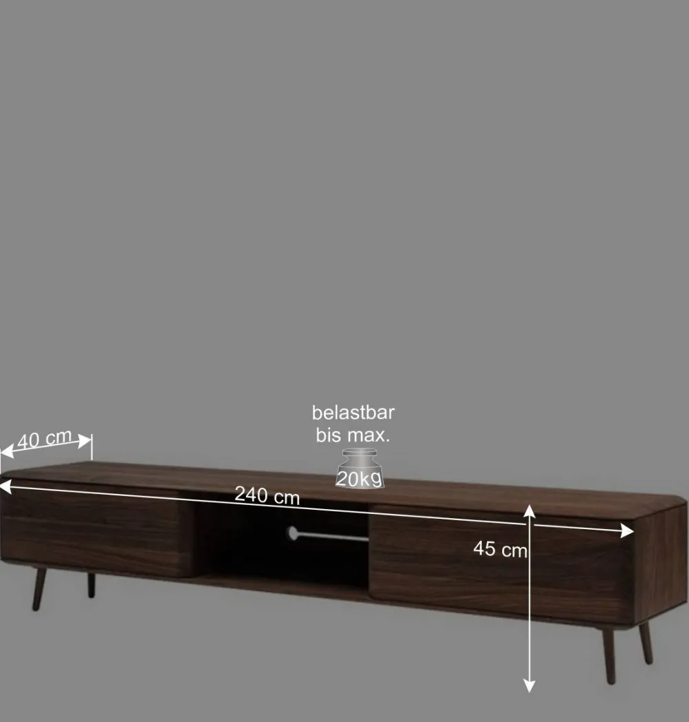 Wohnen Tv & Hifi-Möbel|Lowboards<Retro TV Element aus Nussbaum Massivholz - Rivossa