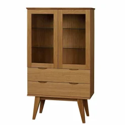 Wohnen Vitrinen|Schränke<Retro Vitrine in Eichefarben - Number