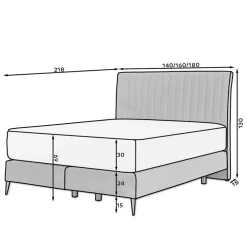 Wohnen Betten<Retrodesign Boxspringbett in Beige Velours - Hannah