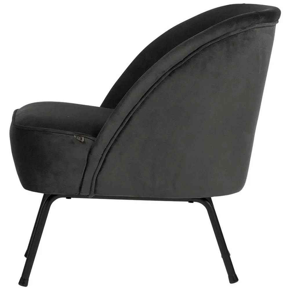 Wohnen Sessel<Retrosessel in Schwarz mit Samtbezug - Betty