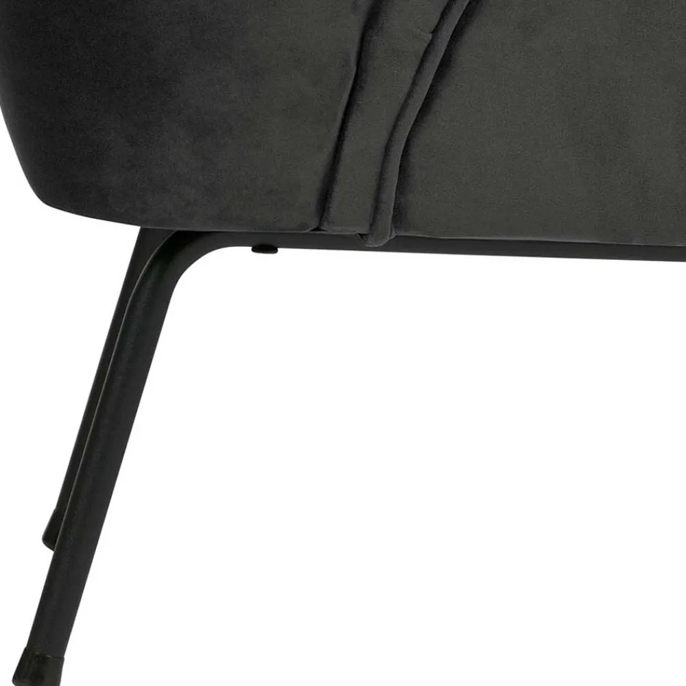 Wohnen Sessel<Retrosessel in Schwarz mit Samtbezug - Betty