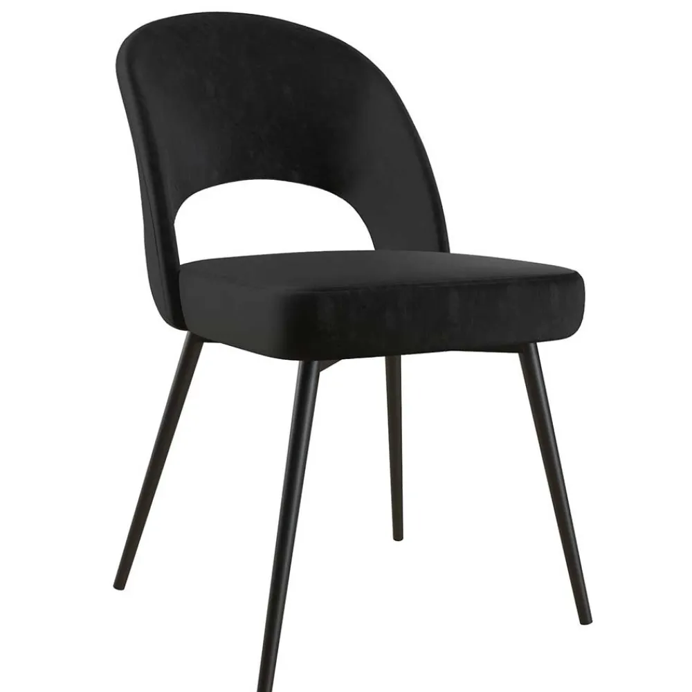 Wohnen Stühle<Retrostuhl in Schwarz Samt - Magan