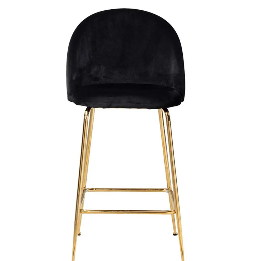Wohnen Hocker|Stühle<Retrostyle Barstuhl in Schwarz und Gold - Chiosma (2er Set)