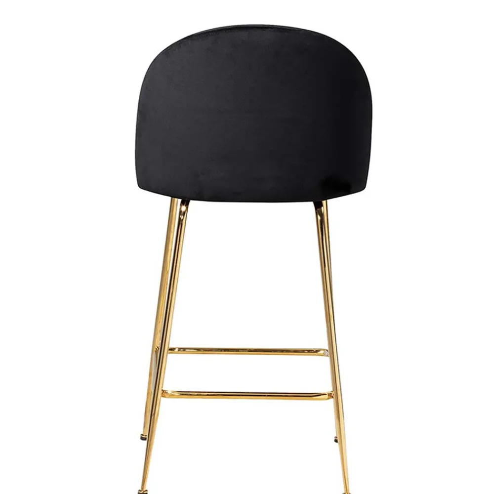 Wohnen Hocker|Stühle<Retrostyle Barstuhl in Schwarz und Gold - Chiosma (2er Set)