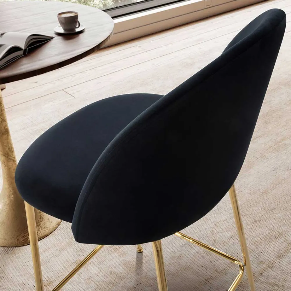 Wohnen Hocker|Stühle<Retrostyle Barstuhl in Schwarz und Gold - Chiosma (2er Set)