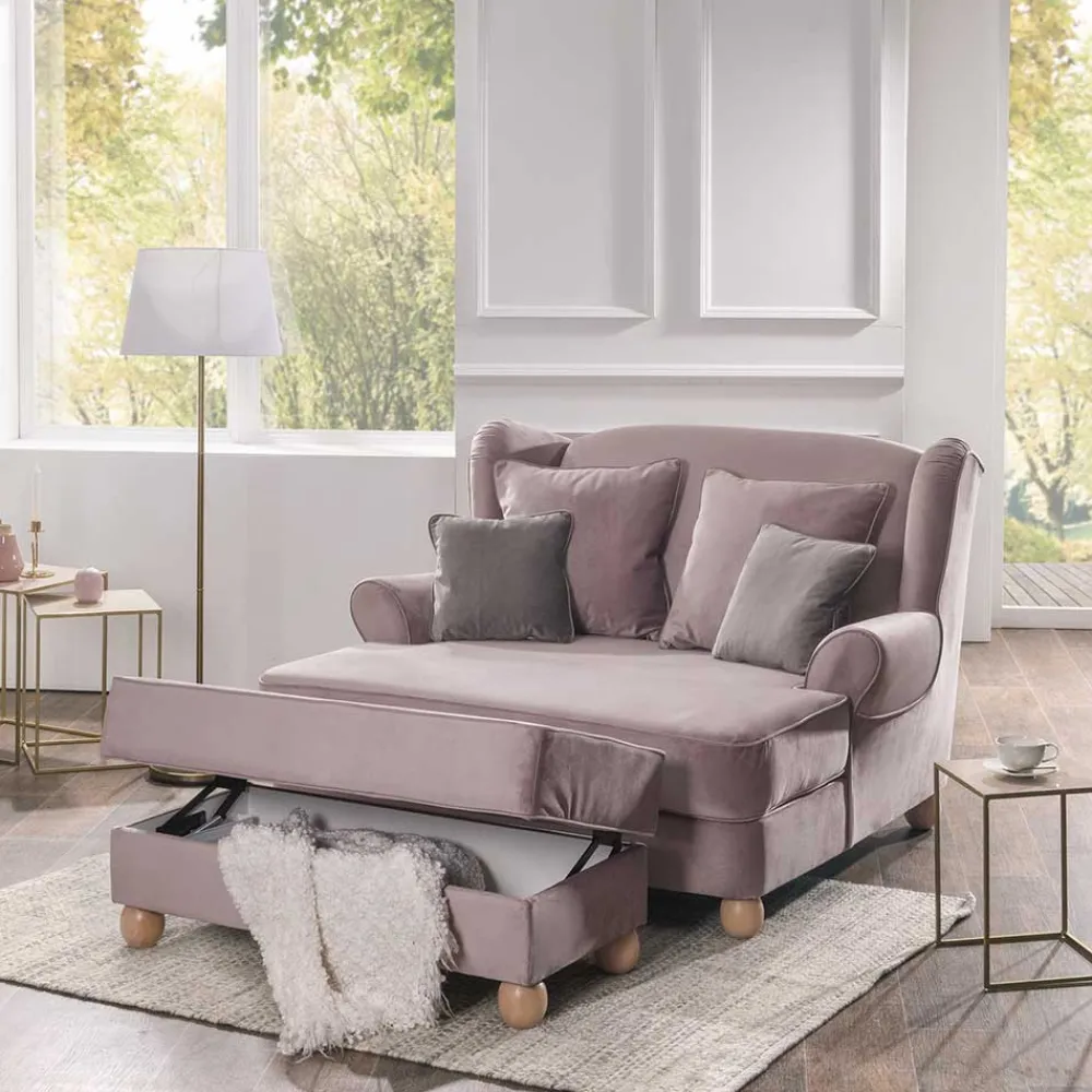 Wohnen Sessel<Rosa Komfortsessel mit Fußhocker - Garcia