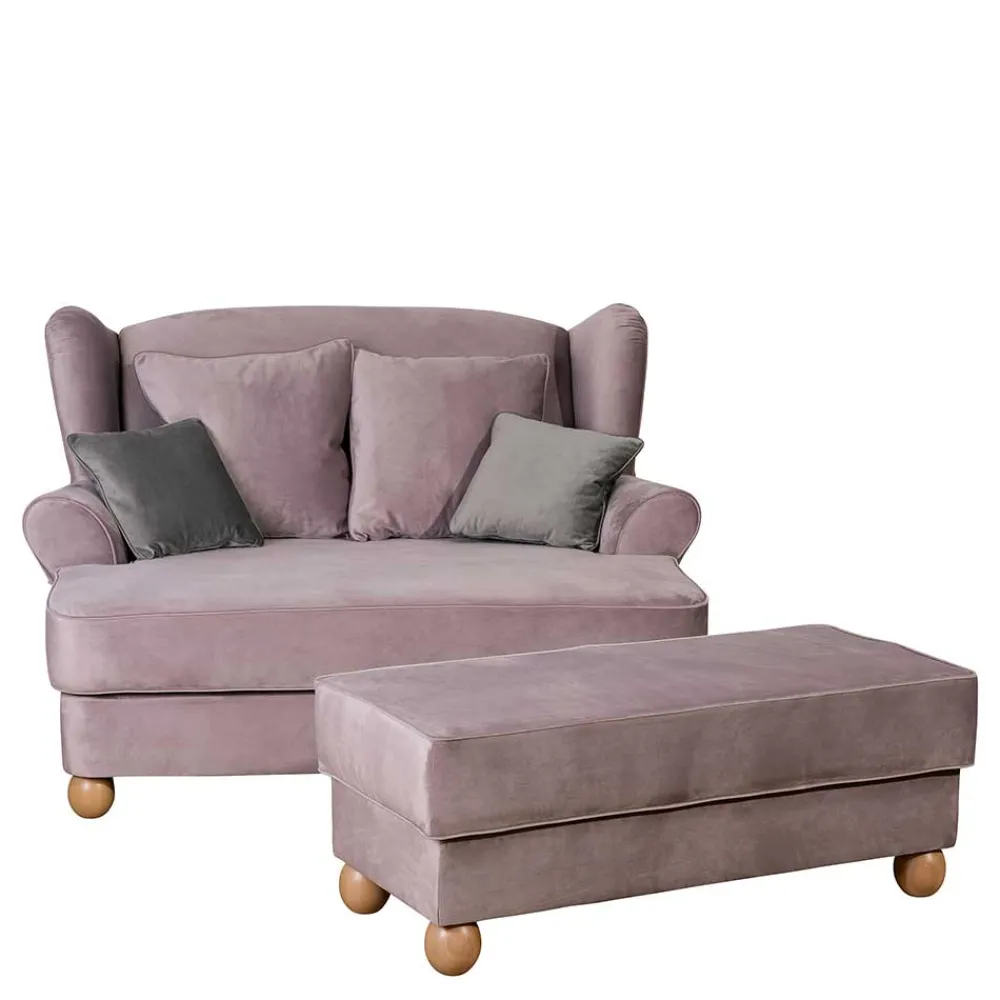 Wohnen Sessel<Rosa Komfortsessel mit Fußhocker - Garcia