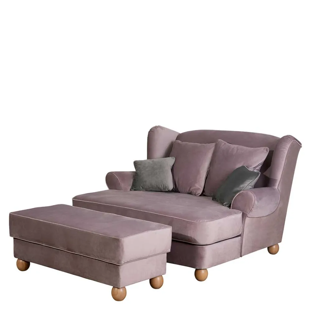 Wohnen Sessel<Rosa Komfortsessel mit Fußhocker - Garcia