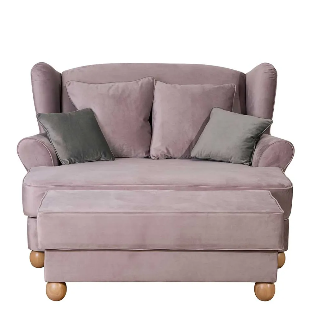 Wohnen Sessel<Rosa Komfortsessel mit Fußhocker - Garcia