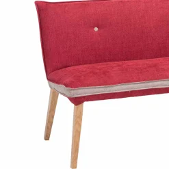 Wohnen Sitzbank<Rote Esszimmerbank mit Rückenlehne Laudion & Massivholz Eiche