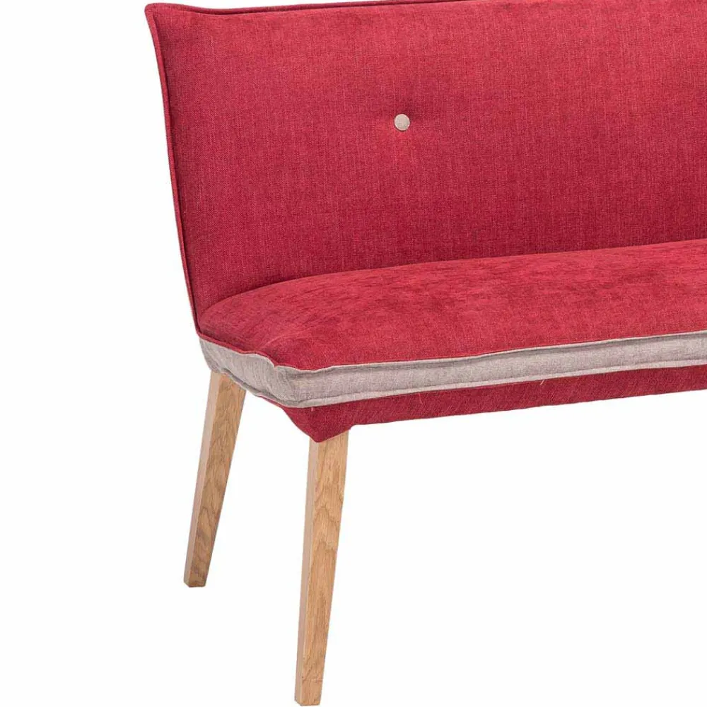 Wohnen Sitzbank<Rote Esszimmerbank mit Rückenlehne Laudion & Massivholz Eiche