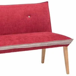 Wohnen Sitzbank<Rote Esszimmerbank mit Rückenlehne Laudion & Massivholz Eiche