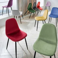 Wohnen Stühle<Roter Schalenstuhl mit Samtbezug - Yetarra (4er Set)