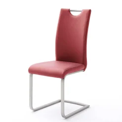 Wohnen Sessel|Stühle<Roter Schwingstuhl Kunstleder Cajonara mit Fuß aus Edelstahl (4er Set)