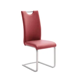 Wohnen Sessel|Stühle<Roter Schwingstuhl Kunstleder Cajonara mit Fuß aus Edelstahl (4er Set)