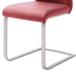 Wohnen Sessel|Stühle<Roter Schwingstuhl Kunstleder Cajonara mit Fuß aus Edelstahl (4er Set)