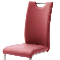 Wohnen Sessel|Stühle<Roter Schwingstuhl Kunstleder Cajonara mit Fuß aus Edelstahl (4er Set)