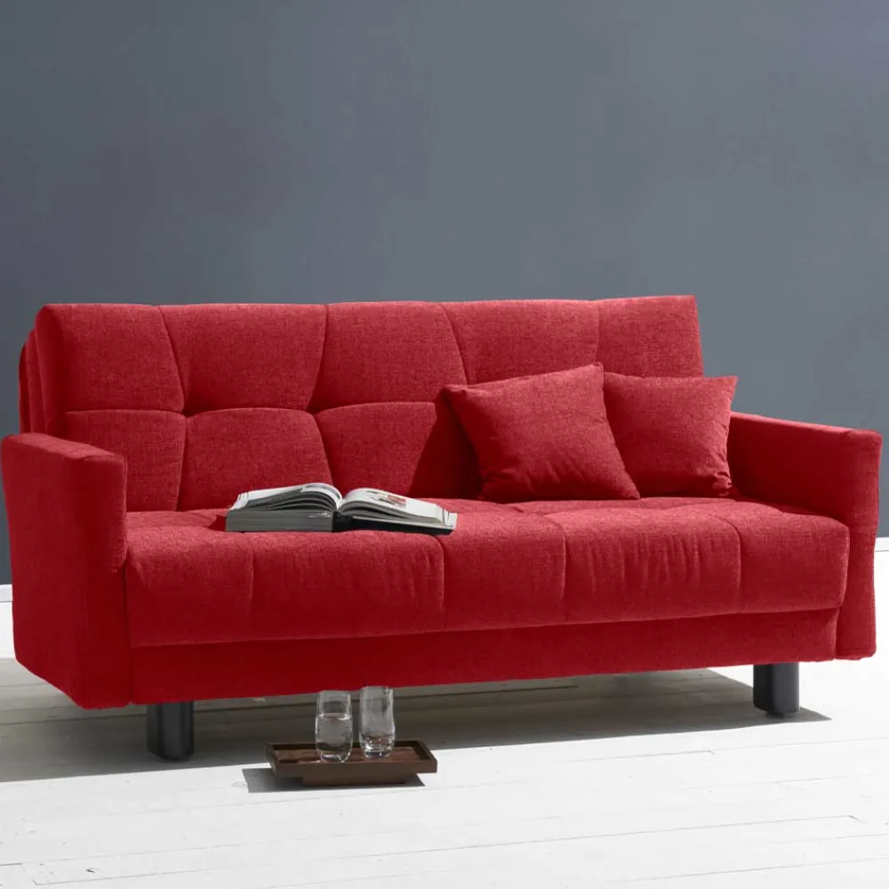 Wohnen Betten|Sofas<Rotes Schlafsofa mit Flachgewebe Bezug - Singuaro