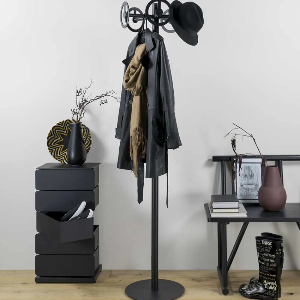 Wohnen Garderoben<Runde Design Standgarderobe mit 5 Haken - Oladrios