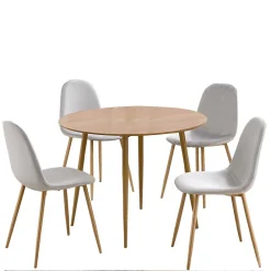 Wohnen Sitzgruppe<Runde Essgruppe mit Schalenstühlen - Fabiola (fünfteilig)