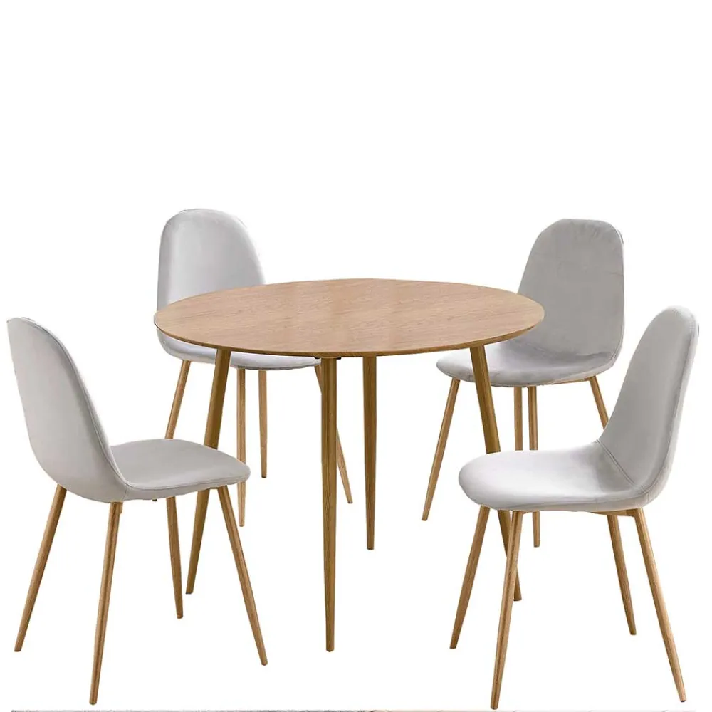Wohnen Sitzgruppe<Runde Essgruppe mit Schalenstühlen - Fabiola (fünfteilig)