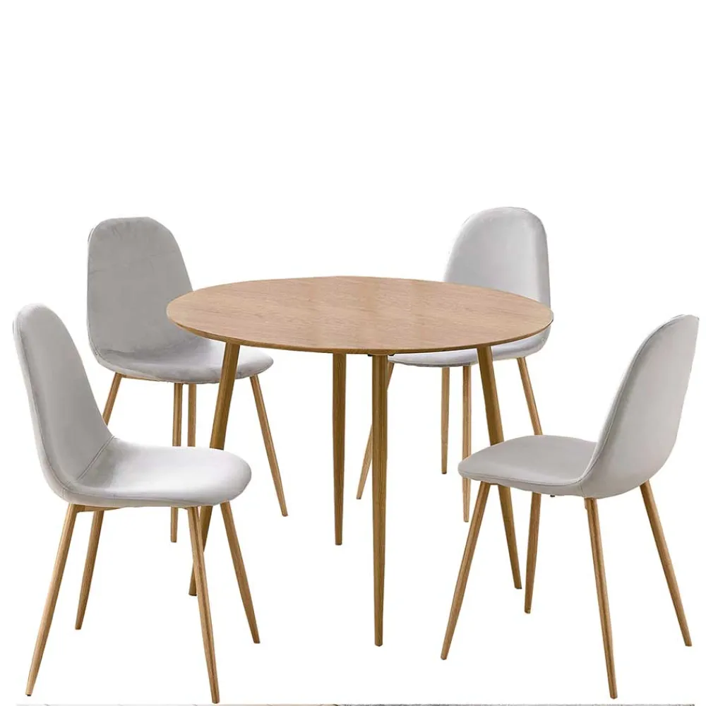Wohnen Sitzgruppe<Runde Essgruppe mit Schalenstühlen - Fabiola (fünfteilig)