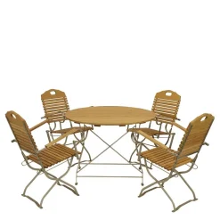 Wohnen Sitzgruppe<Runde Tischgruppe für den Garten - Champagne (fünfteilig)