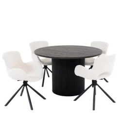 Wohnen Sitzgruppe<Runder Esstisch und Drehstühle Set - Calm (fünfteilig)