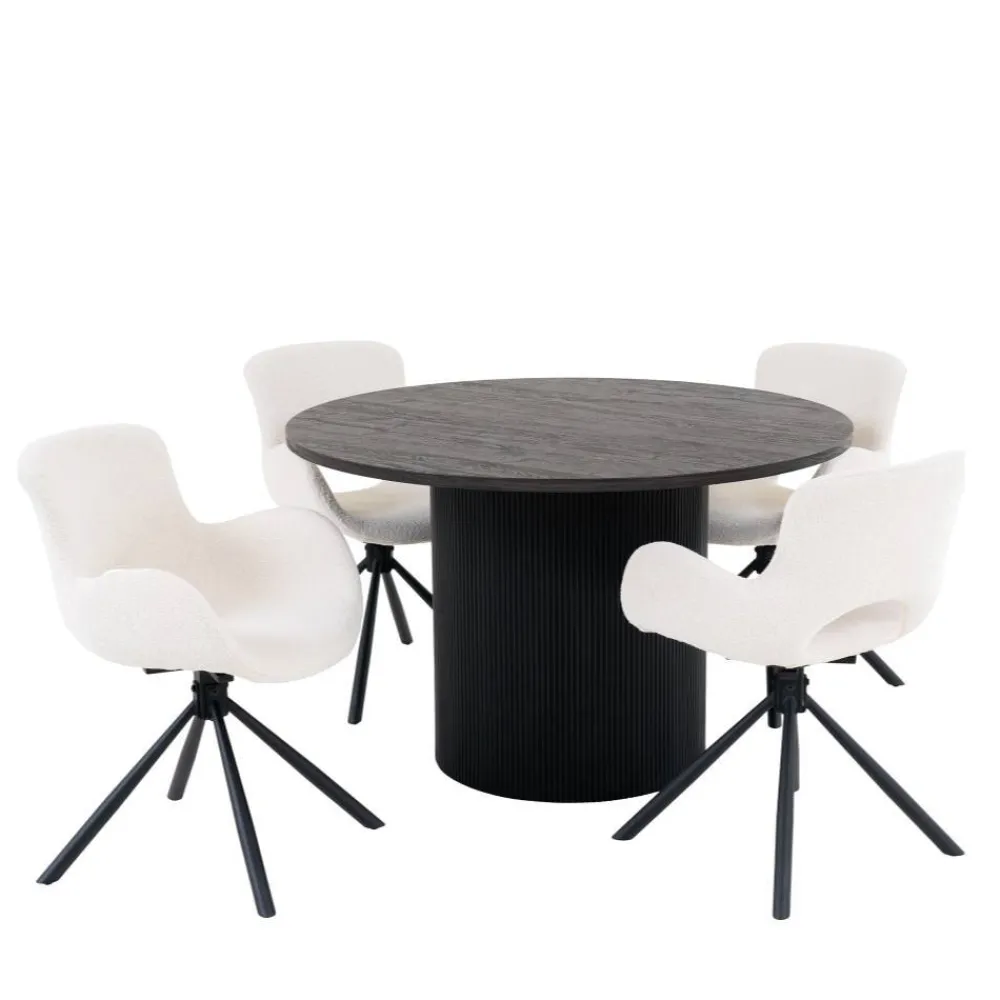 Wohnen Sitzgruppe<Runder Esstisch und Drehstühle Set - Calm (fünfteilig)