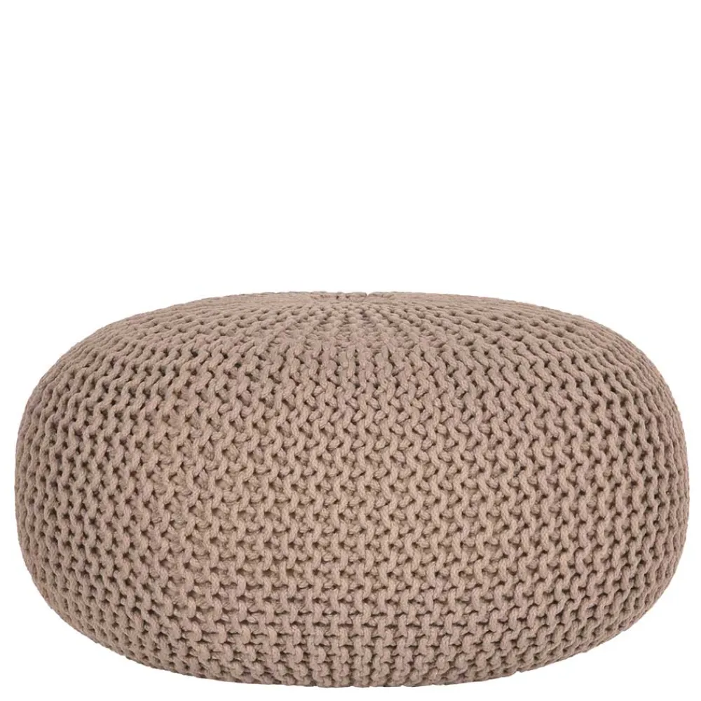 Wohnen Hocker<Runder Sitzpouf aus Strickstoff in Beige - Zardar