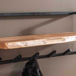 Wohnen Garderoben<Rustikale Wandgarderobe aus Stahl in Grau - Bash
