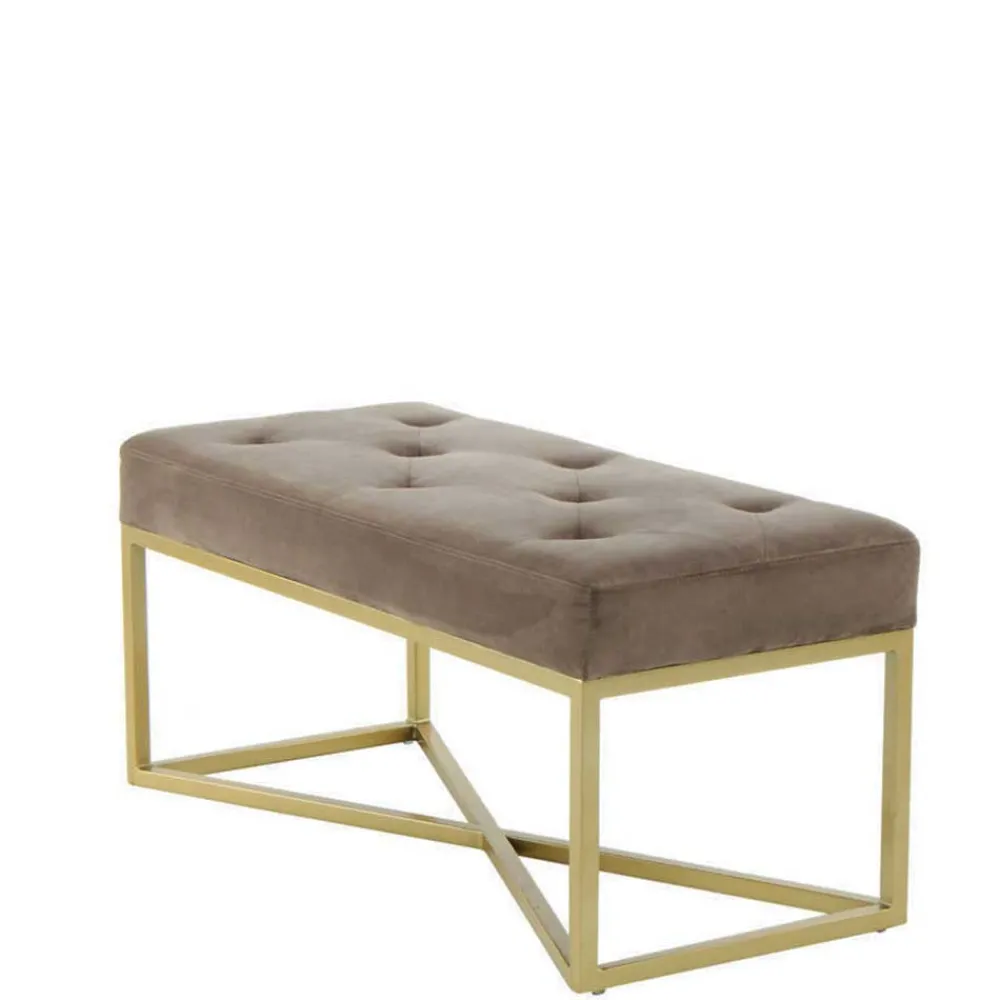 Wohnen Sitzbank<Samt Bettbank in Taupe mit Gold - Davork