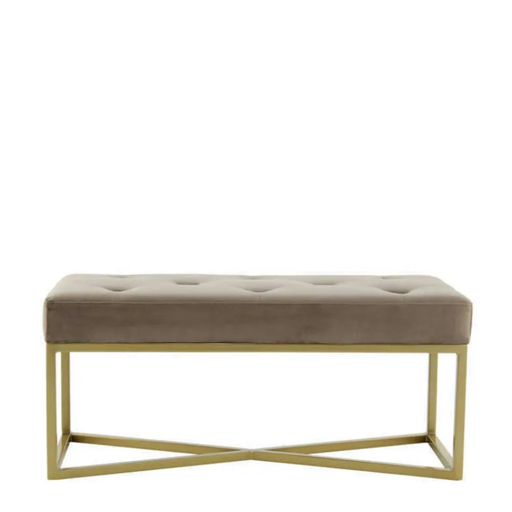 Wohnen Sitzbank<Samt Bettbank in Taupe mit Gold - Davork