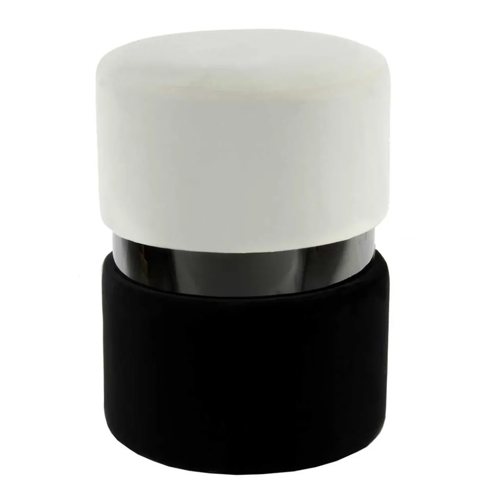 Wohnen Hocker<Samt Hocker in Creme & Schwarz - Gilianoa