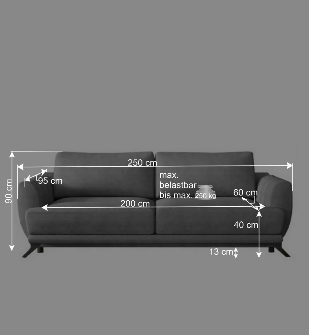 Wohnen Betten|Sofas<Samt Klappcouch mit drei Sitzplätzen - Miller
