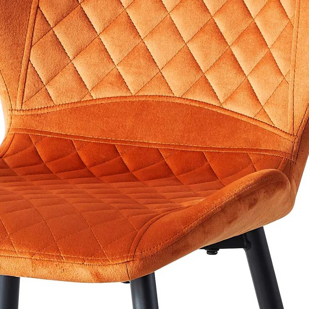 Wohnen Stühle<Samt Polsterstühle in Orange - Gravita (4er Set)