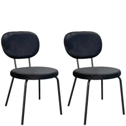 Wohnen Stühle<Samt Polsterstühle in Schwarz - Siao (2er Set)