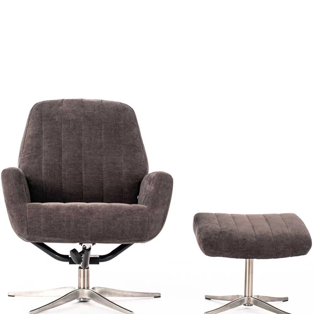 Wohnen Sessel<Samt Retrosessel mit Fußhocker - Gilianoa (zweiteilig)