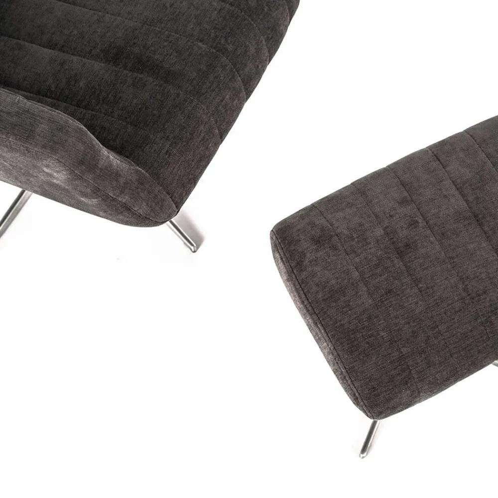 Wohnen Sessel<Samt Retrosessel mit Fußhocker - Gilianoa (zweiteilig)
