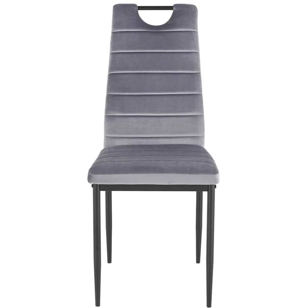 Wohnen Stühle<Samt Stühle mit Quersteppung in Grau - Pysio (Set)