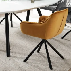 Wohnen Stühle<Samt Tischsessel in Gold mit Schwarz - Viradio (2er Set)