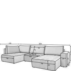 Wohnen Sofas<Samt U-Couch in Dunkelrot - Viersitzer - Lakes