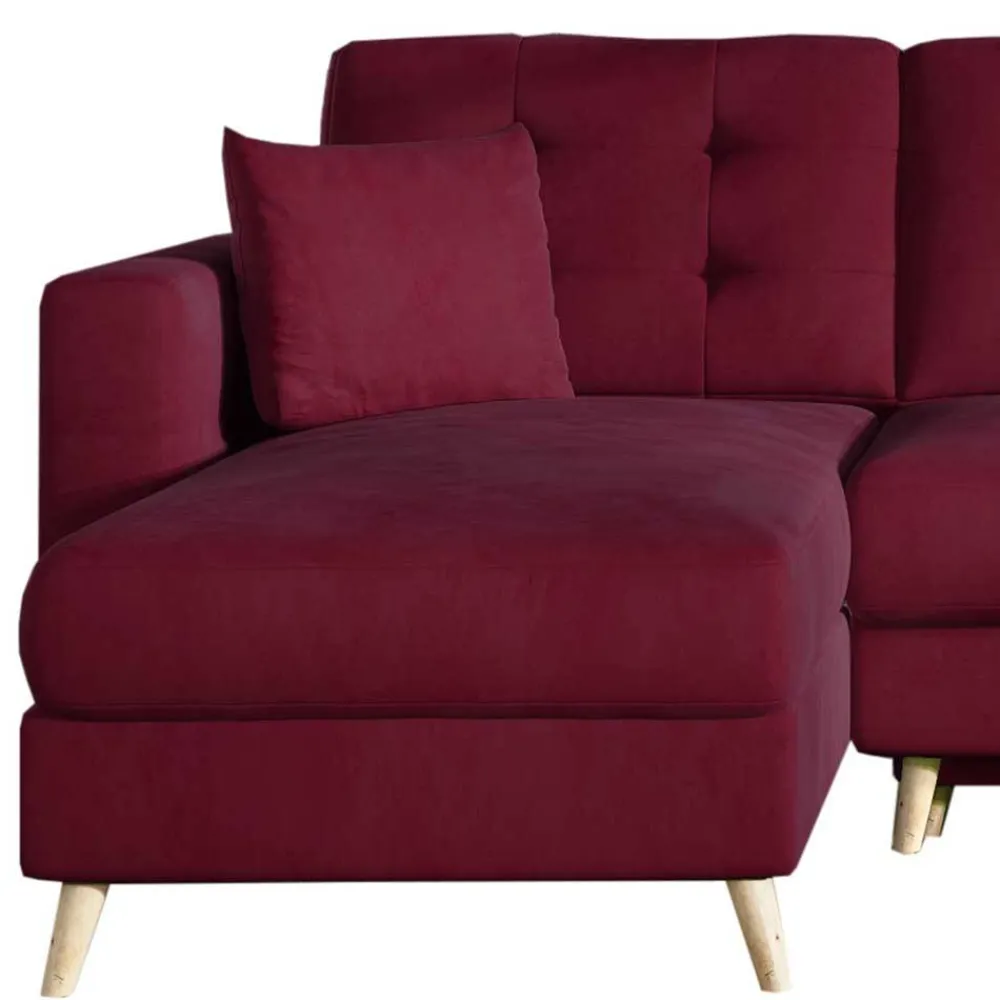 Wohnen Betten|Sofas<Samt-L-Sofa in Bordeaux Rot - Delphima