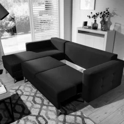 Wohnen Betten|Sofas<Samt-L-Sofa in Bordeaux Rot - Delphima
