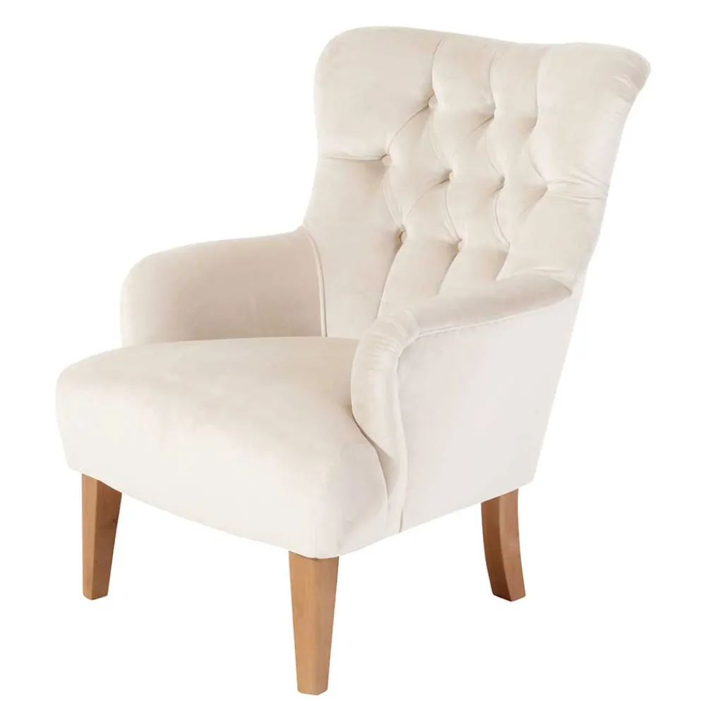 Wohnen Sessel<Samtsessel mit Ohren in Creme - Iceline