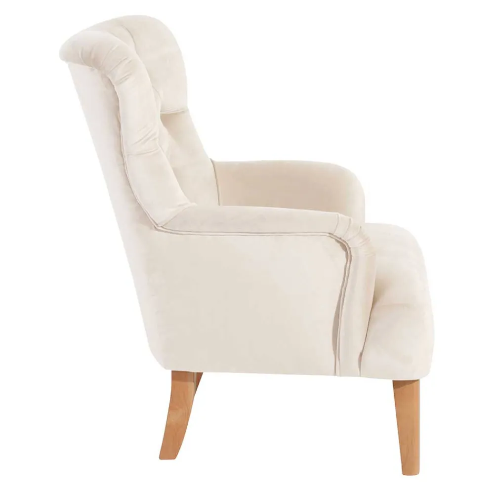 Wohnen Sessel<Samtsessel mit Ohren in Creme - Iceline