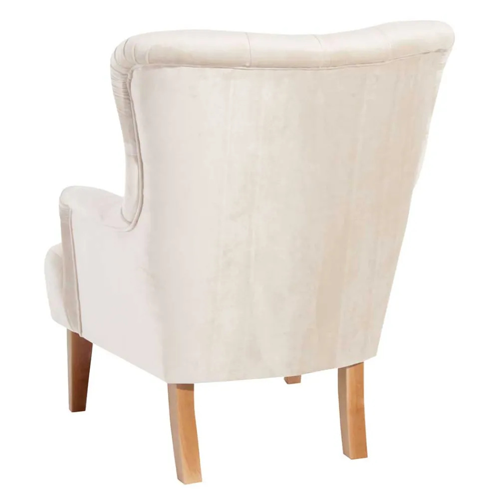 Wohnen Sessel<Samtsessel mit Ohren in Creme - Iceline